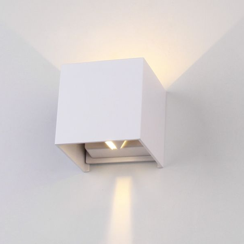 Aplique Led Blanco Cuadrado Doble Dirigible Luz Calida 6w