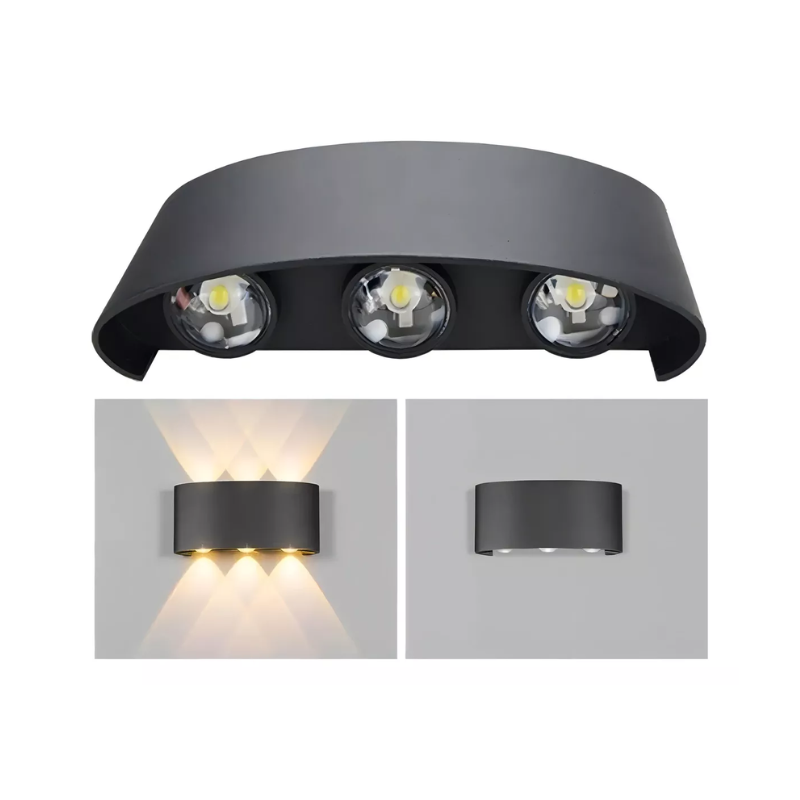 Aplique Lampara Muro Triple Led 6w Exterior Luz Calida