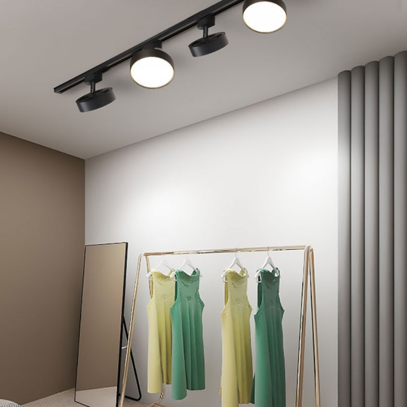 Foco Riel Tipo Panel Led Redondo Negro 18w Luz Neutra Modelo Qutu