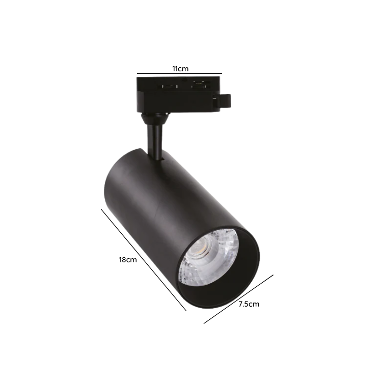 Foco Riel Monofasico 10w Led 220v Negro