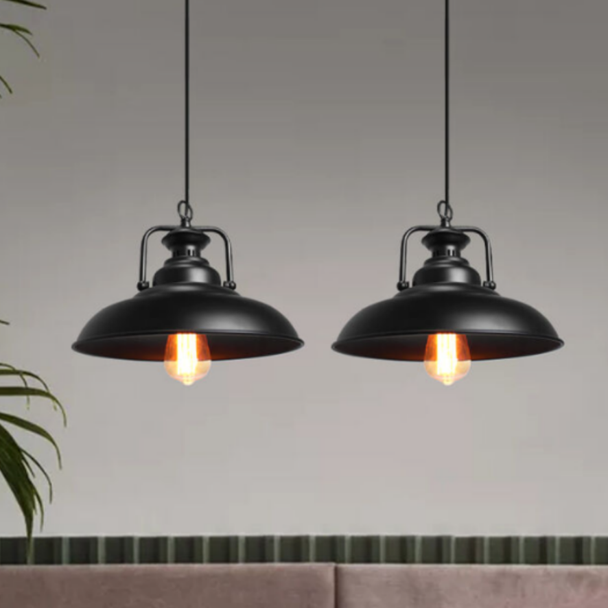 Lampara Colgante de Aluminio Negra 30cm con Ampolleta