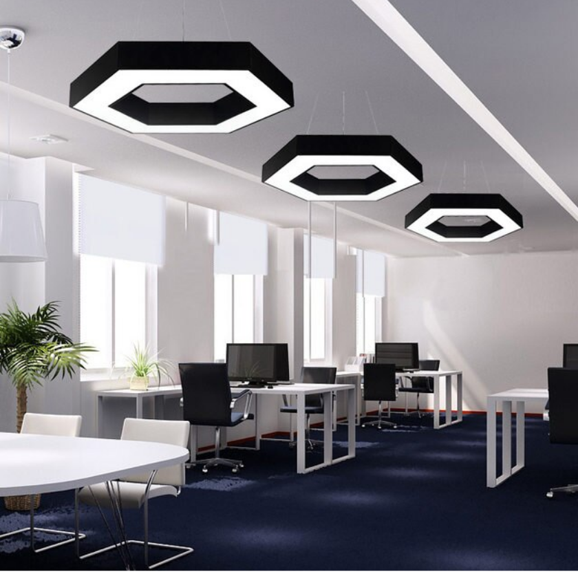Lampara Led Sobrepuesta Hexagono Abierto Colgante 60cm 42W CCT