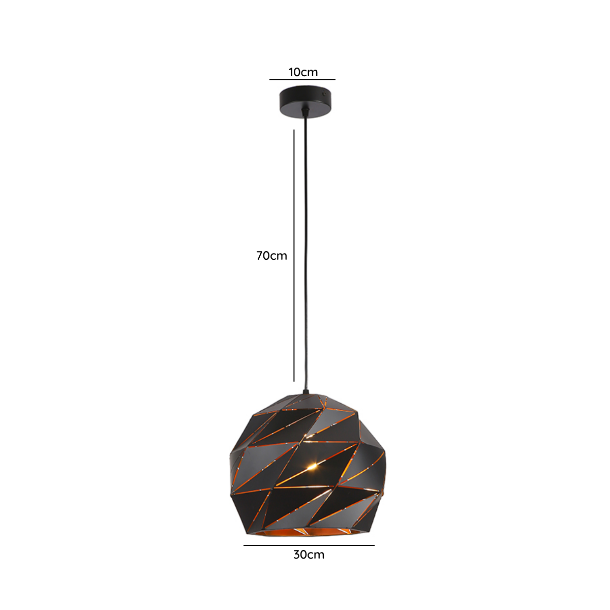 Lampara Colgante de Aluminio Negra Gerom¨¦trica 30cm con Ampolleta