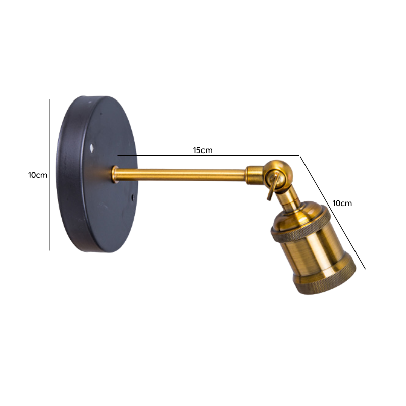 Aplique Lampara Foco Led Muro E27 Bronce Decoracion