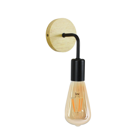 Aplique Lámpara Decorativa Soporte Madera Porta E-27
