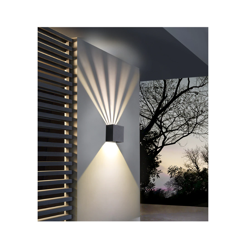 Aplique Doble Led Cuadrado Negro Luz Calida Con Diseño