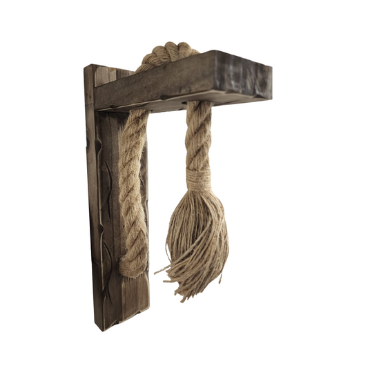 Aplique Lampara Muro Cañamo Madera Vintage Soga E27