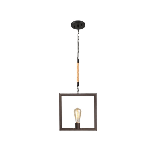 Lampara Colgante Vintage Hierro Cuadrada con ampolleta