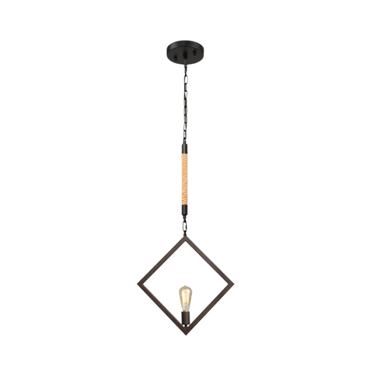 Lampara Colgante Vintage Hierro Triangulo con ampolleta