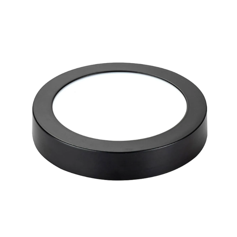 Panel Plafon Led Sobrepuesto PRO Redondo Borde Negro 12w 17cm