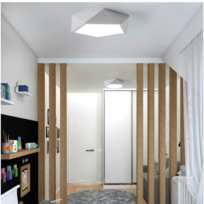 Lampara Pentagono Blanco Sobrepuesta con control 40cm 36+36W