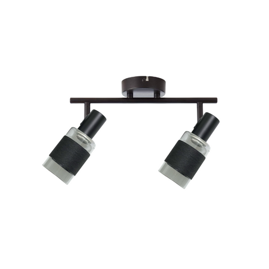 Aplique Doble Negro Cuerpo de Vidrio con Aluminio Dirigible Ampolleta E14