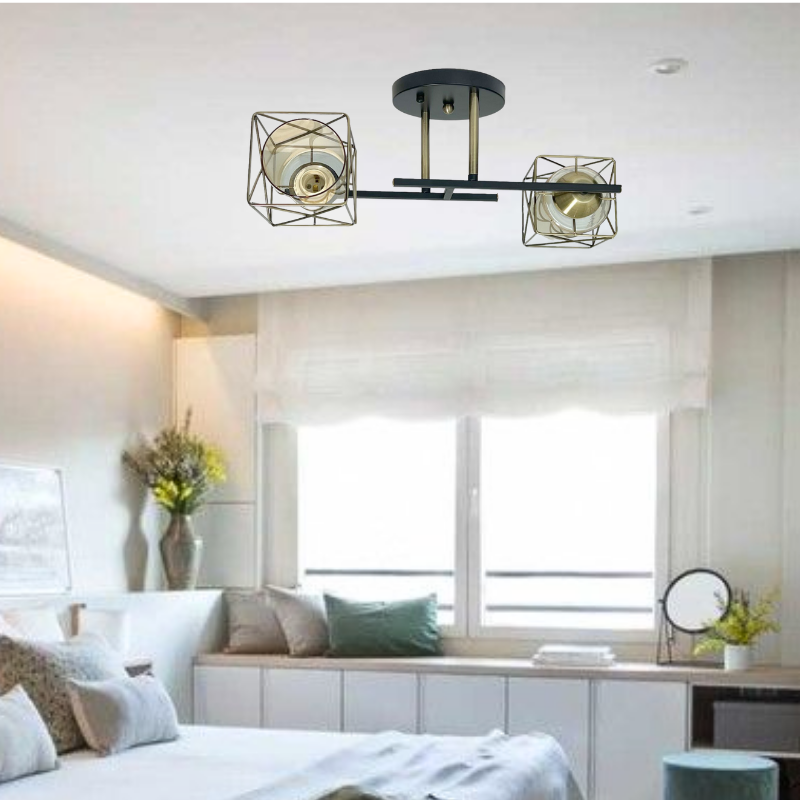 Lampara De Techo Geometrica Doble Foco Ampolleta Led E27