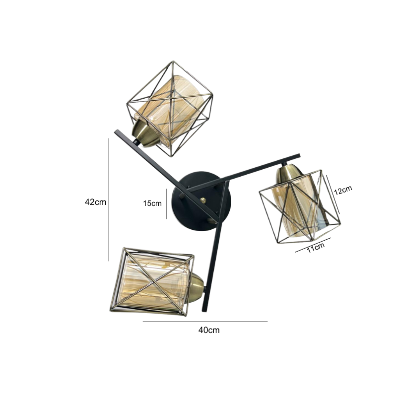 Lampara De Techo Geometrica Triple Foco Ampolleta Led E27