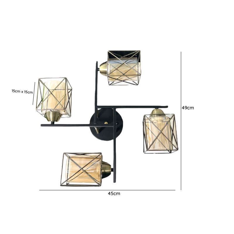 Lampara De Techo Geometrica Con Ampolleta Led E27