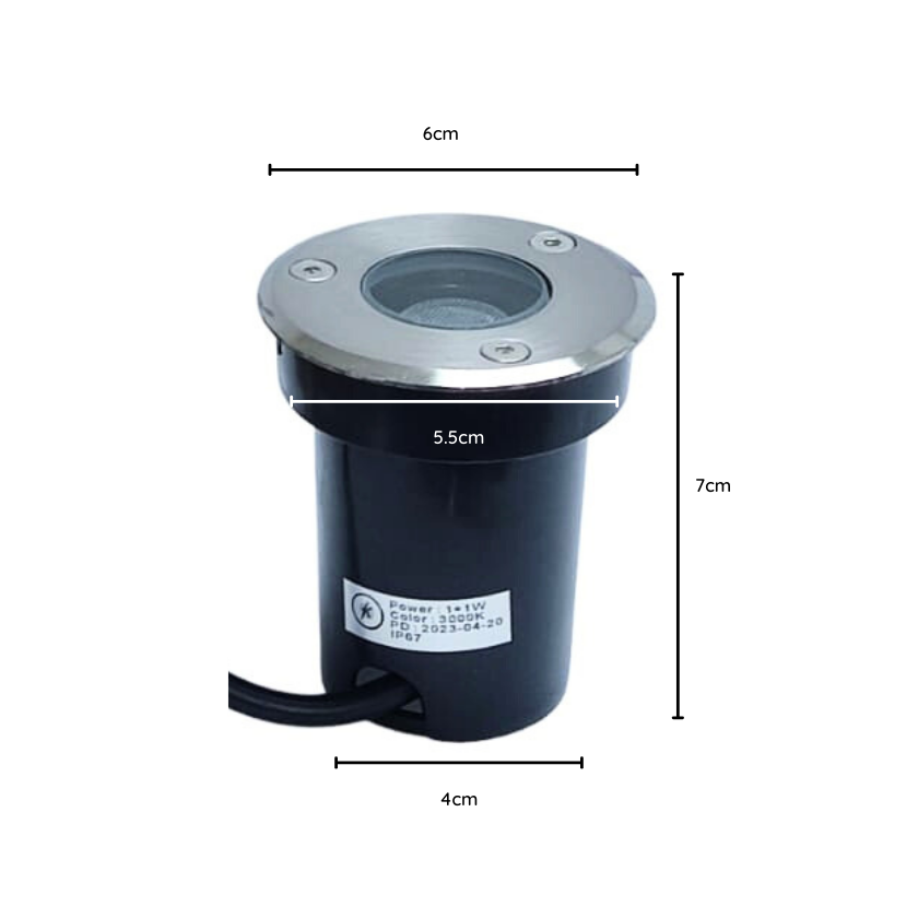 Foco embutido Para Piso 1W 3000K IP67