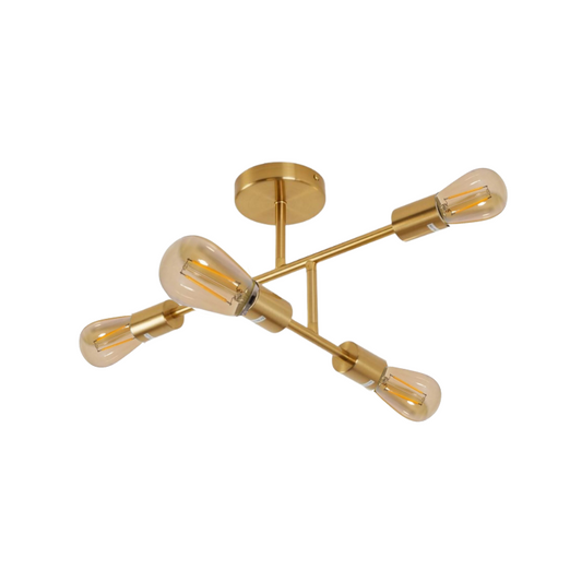 Lampara De Techo Nordica Dorada Elegante con 4 Ampolletas