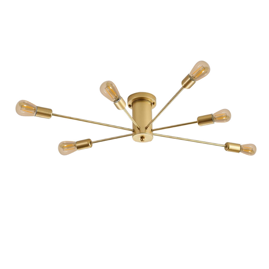 Lampara De Techo Nordica Dorada Elegante con 6 Ampolletas