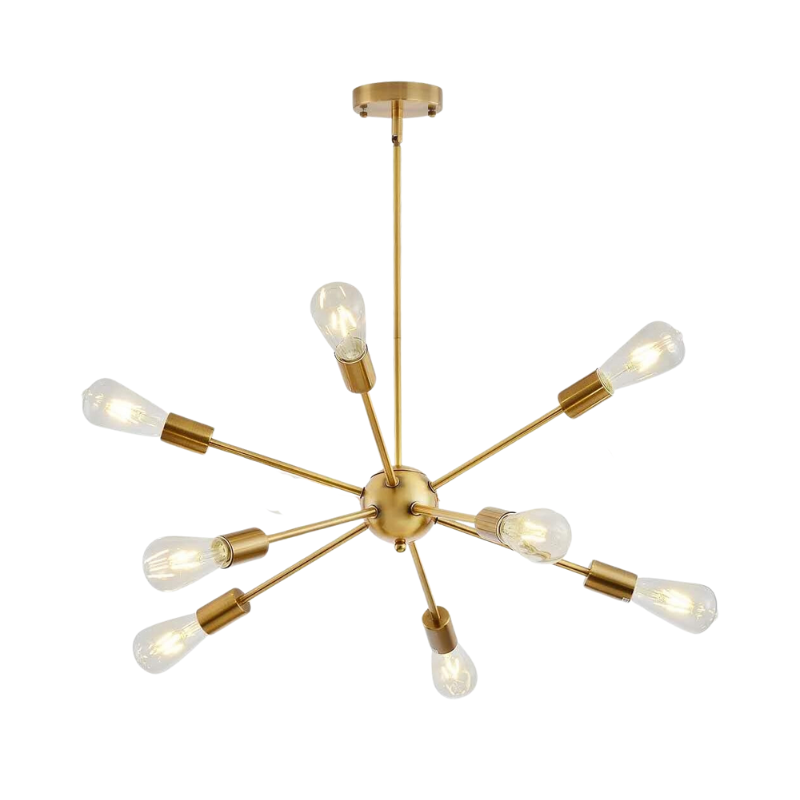 Lampara De Techo Nordica Dorada Elegante con 8 Ampolletas