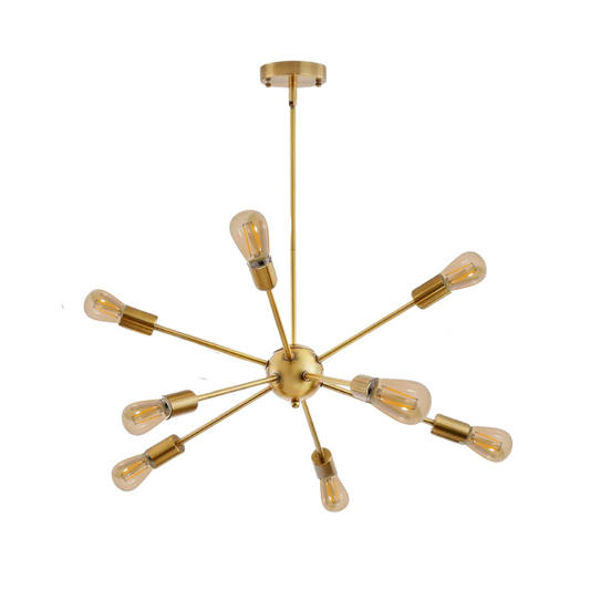 Lampara De Techo Nordica Dorada Elegante con 8 Ampolletas