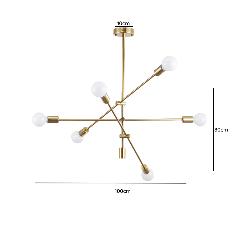 Lampara De Techo Moderna Dorada Elegante con 6 Ampolletas Led