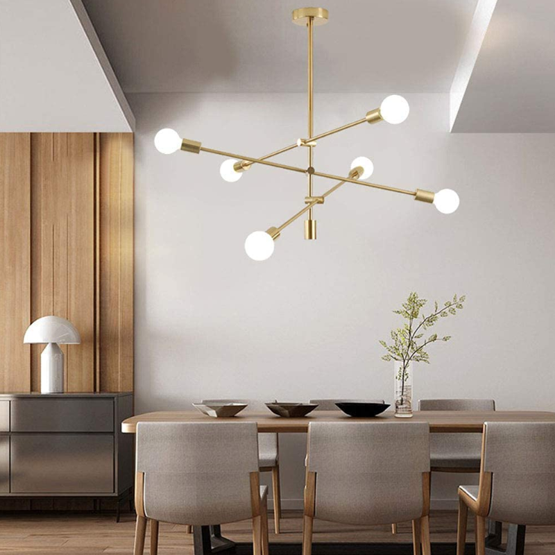 Lampara De Techo Moderna Dorada Elegante con 6 Ampolletas Led