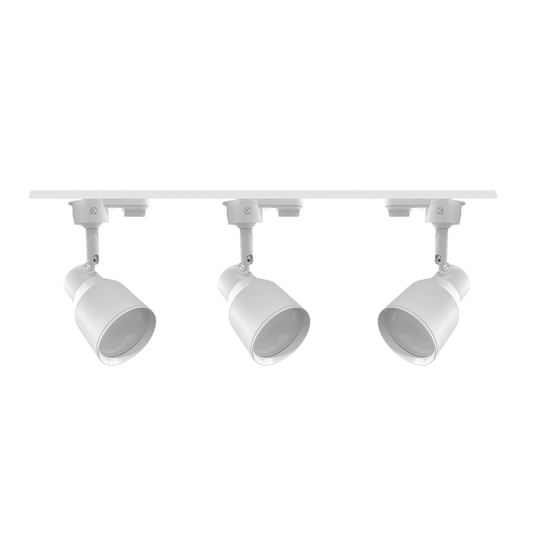 Pack 3 Foco Monofasico Lámpara A Techo con Riel Blanco y Ampolletas