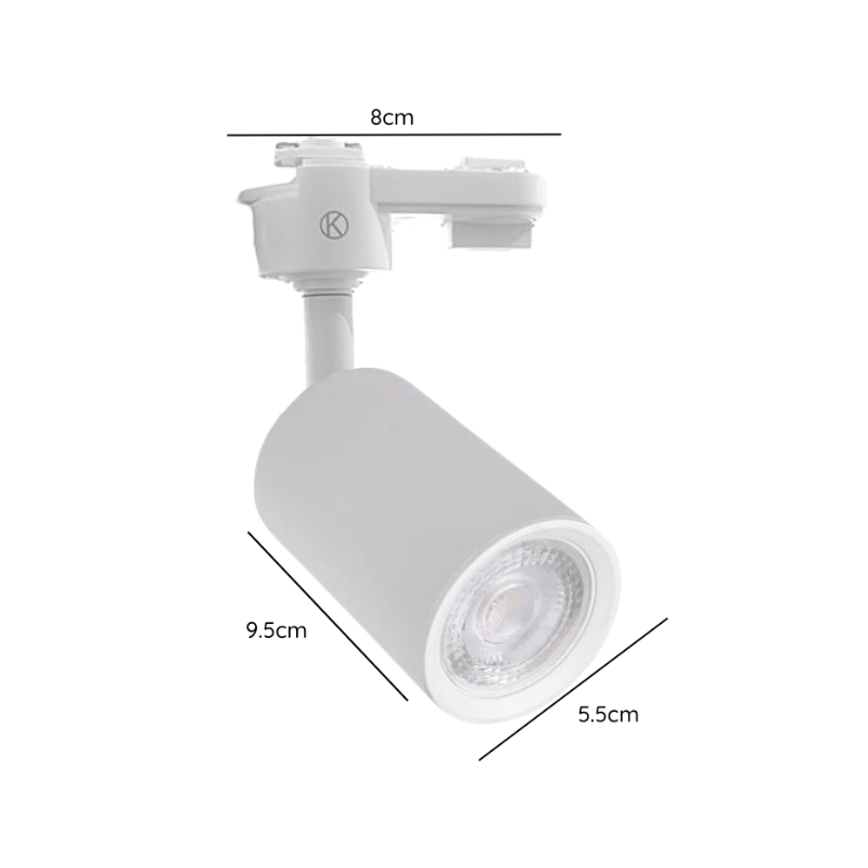 Foco Para Riel Monofasico Blanco Con Ampolleta Dicroica 220v