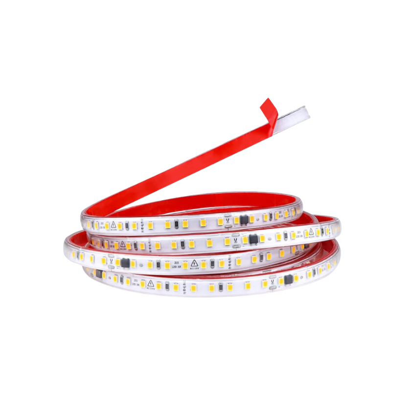 Cinta Led Impermeable Luz Blanca Cálida con adhesivo 10 Metros + Conector Al 220v