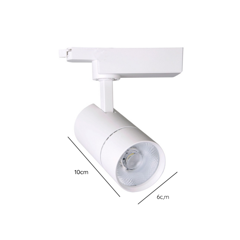 Foco Riel Monofasico Blanco 10w Led 220v Modelo Altair Zero Flicker
