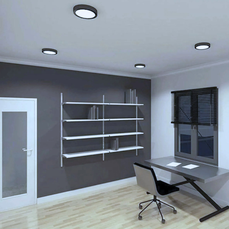 Panel Plafon Led Sobrepuesto Redondo Borde Negro 6w 11cm
