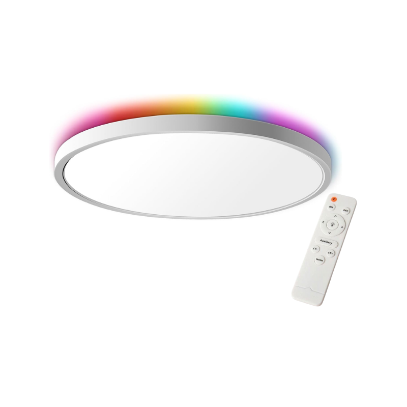 Panel Led Blanco Sobrepuesto Redondo Slim 23w 300mm 3000-4000-6500k + Rgb