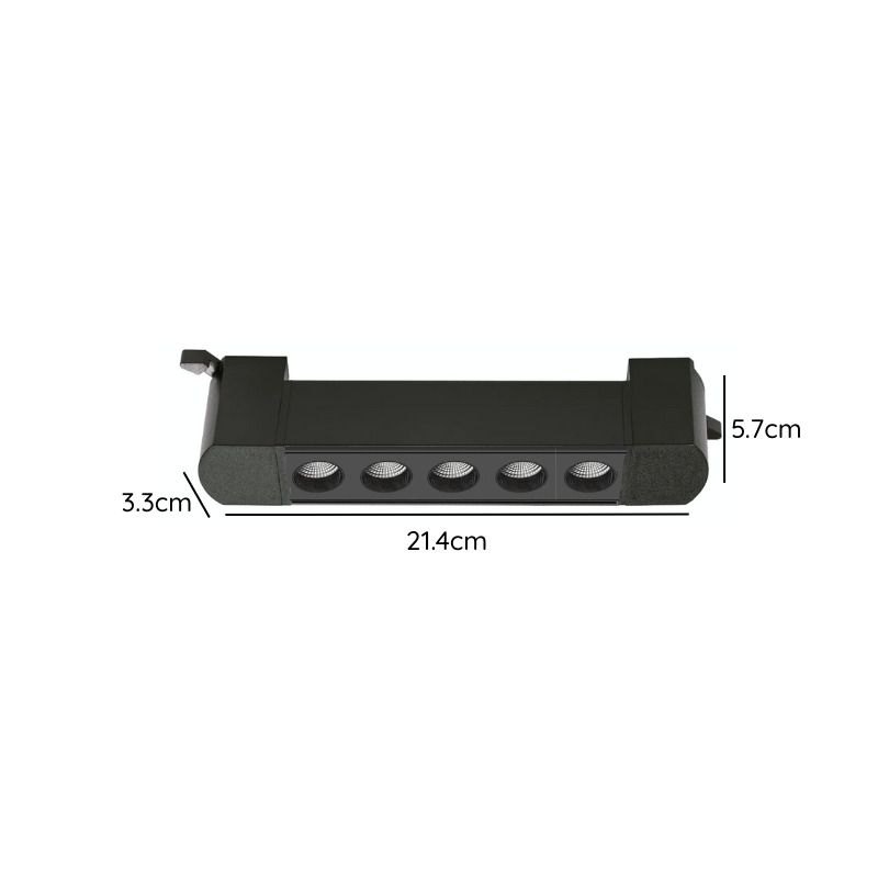 Foco Riel Monofásico Negro 24° Móvil 10w 220v Modelo Cygnus