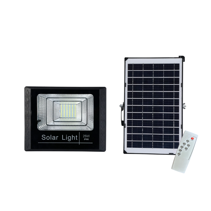 Foco Solar 25w Ip67 3.2v Con Panel Solar Y Control Remoto