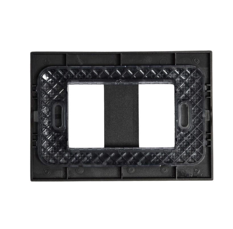 Placa Doble para modulo con Soporte Teclon Negro