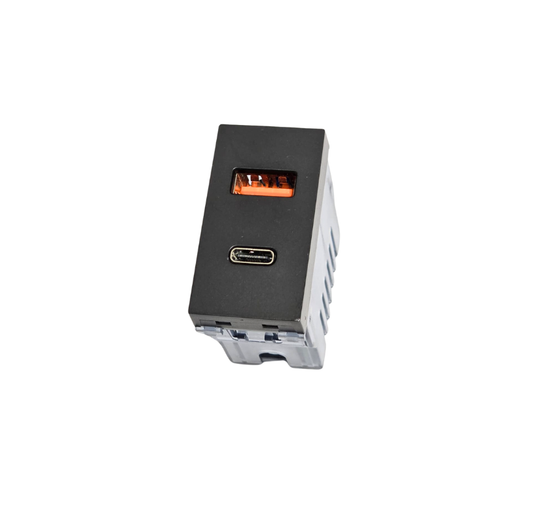 Modulo Toma Usb Doble 100-240V 5V Tipo A + Tipo C Grafito