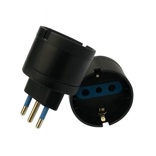 Adaptador Eléctrico Schuko Negro 10A 250v 1500w Certificado Sec