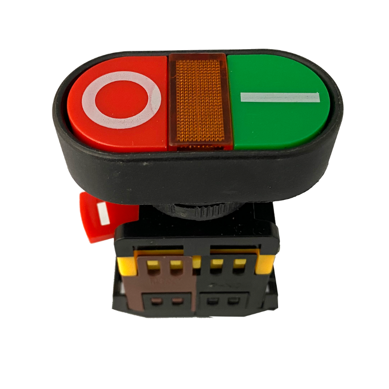 Pulsador doble Iluminado 22MM Verde/Rojo 1NO+1NC