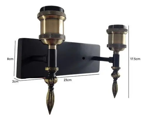 Aplique Doble Lampara Foco Led Muro E27 Bronce Decoracion - Wanting Chile SpA