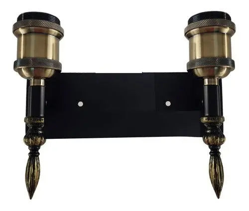 Aplique Doble Lampara Foco Led Muro E27 Bronce Decoracion - Wanting Chile SpA