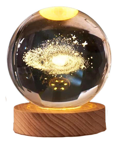 Lámpara De Mesa Esfera Cristal Led Diseño Láser 1w Usb 6'