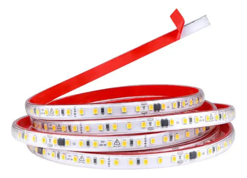 Cinta Led Impermeable Con Adhesivo 10 Metros + Cable 220v