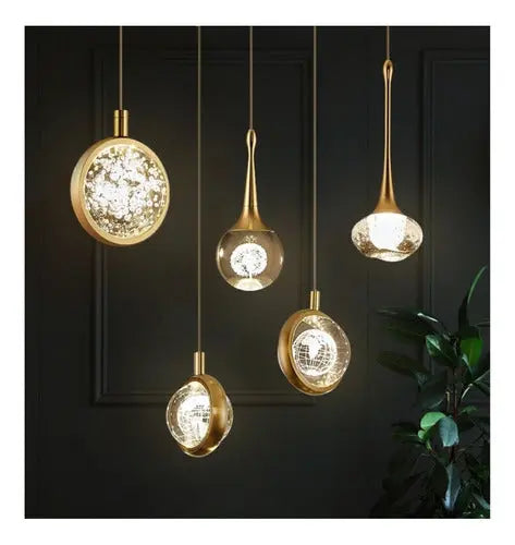 Lámpara Colgante Moderna Elegante Globo Vidrio Bronce Diseño