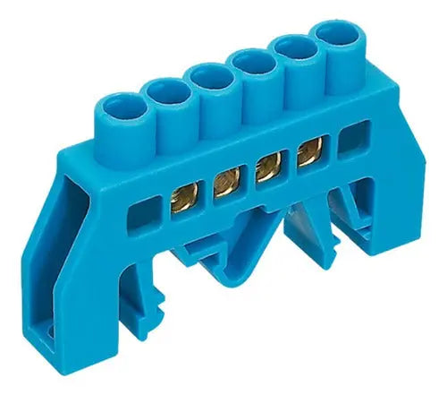 Barra Aisladora De Conexion Azul 10 Polos P/riel Din 35mm