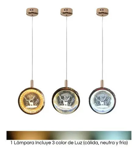 Lámpara Colgante Moderna Elegante Globo Vidrio Bronce Diseño