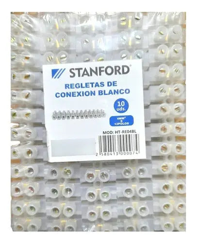 Pack 10 Regletas De Conexion Plastica 12 Polos 4mm