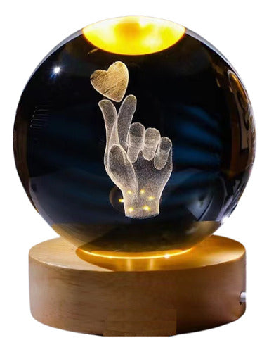 Lámpara De Mesa Esfera Cristal Led Diseño Láser 1w Usb 6'