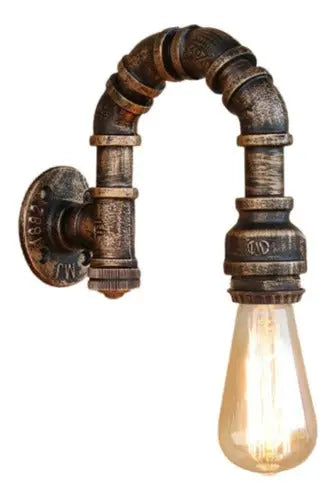 Aplique Lampara Muro Industrial Tuberia Agua E27 Bronce