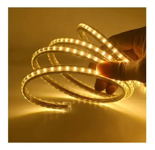 Cinta Led Impermeable Con Adhesivo 10 Metros + Cable 220v
