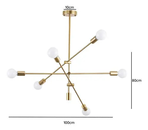 Lampara De Techo Moderna Dorada Elegante + Ampolletas Led